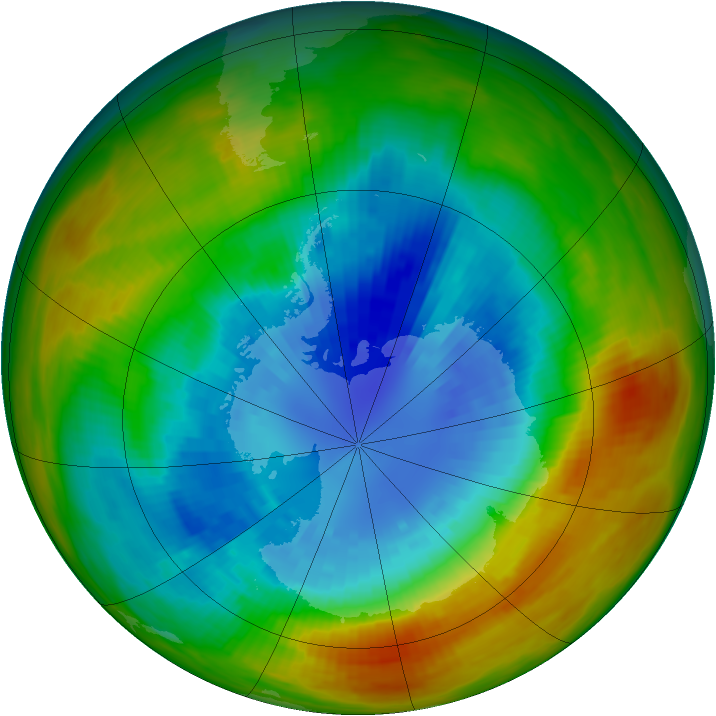 Antarctic ozone map for 09 September 1984